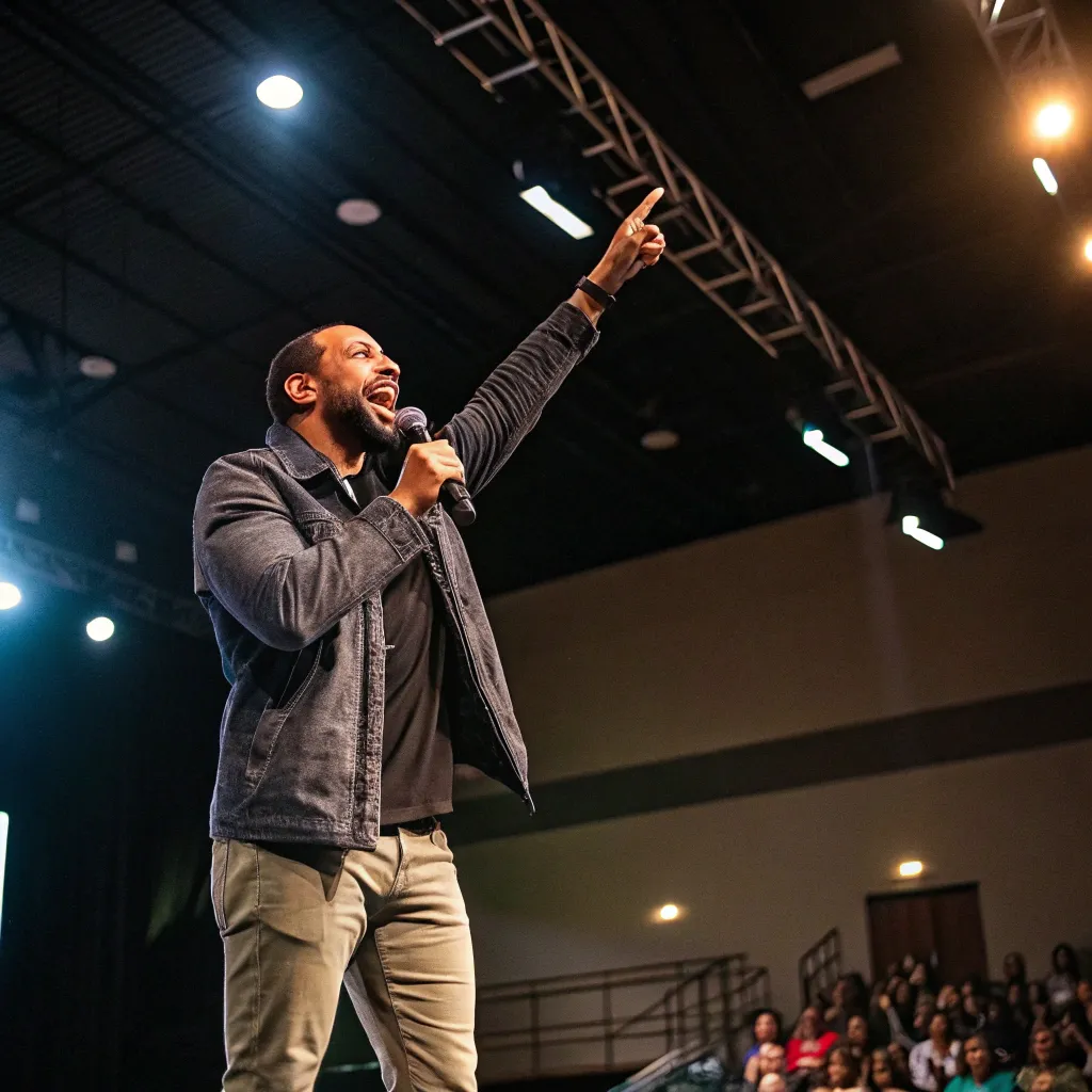 Motivated speaker on stage